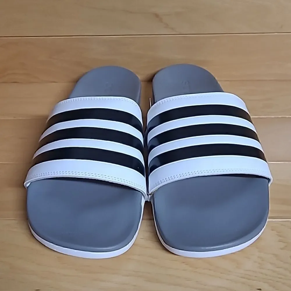 Adidas Adilette Comfort Slide Sandal White Black Grey Mens Shoe GZ5895